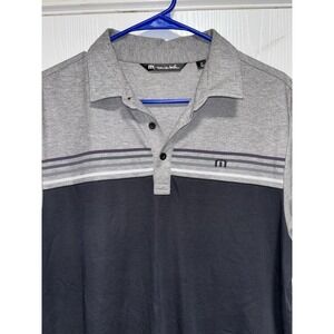 Travis Mathew Mens Medium Black Gray Performance Stretch Polo Short Sleeve